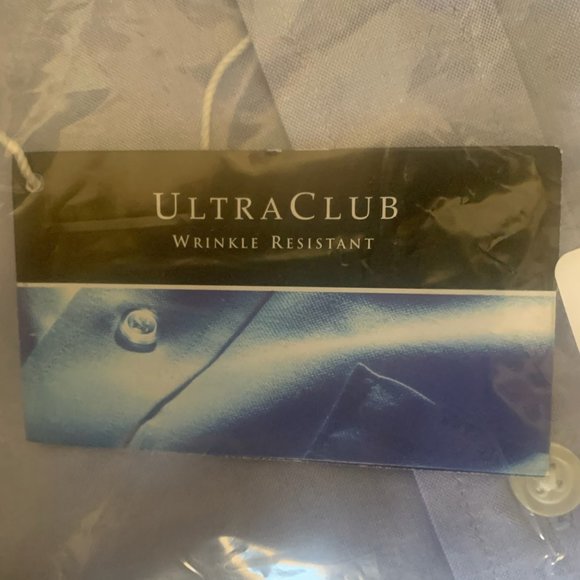 NWT ULTRACLUB PERFORMANCE PINPOINT LONG SLEEVE DRESS SHIRT LARGE LIGHT BLUE - Picture 8 of 9